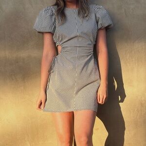 OAK + FORT Black and White Gingham Mini Skirt